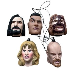 Wrestling Character Head Ornaments  vintage 90’s collectable game pieces wwf wwe